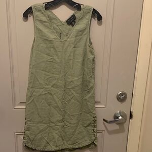 Tahari Women’s Green 100%Linen Wide Strap Dress Size M